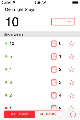 Underwear Calculator for Holiday and Business Travel screenshot 2