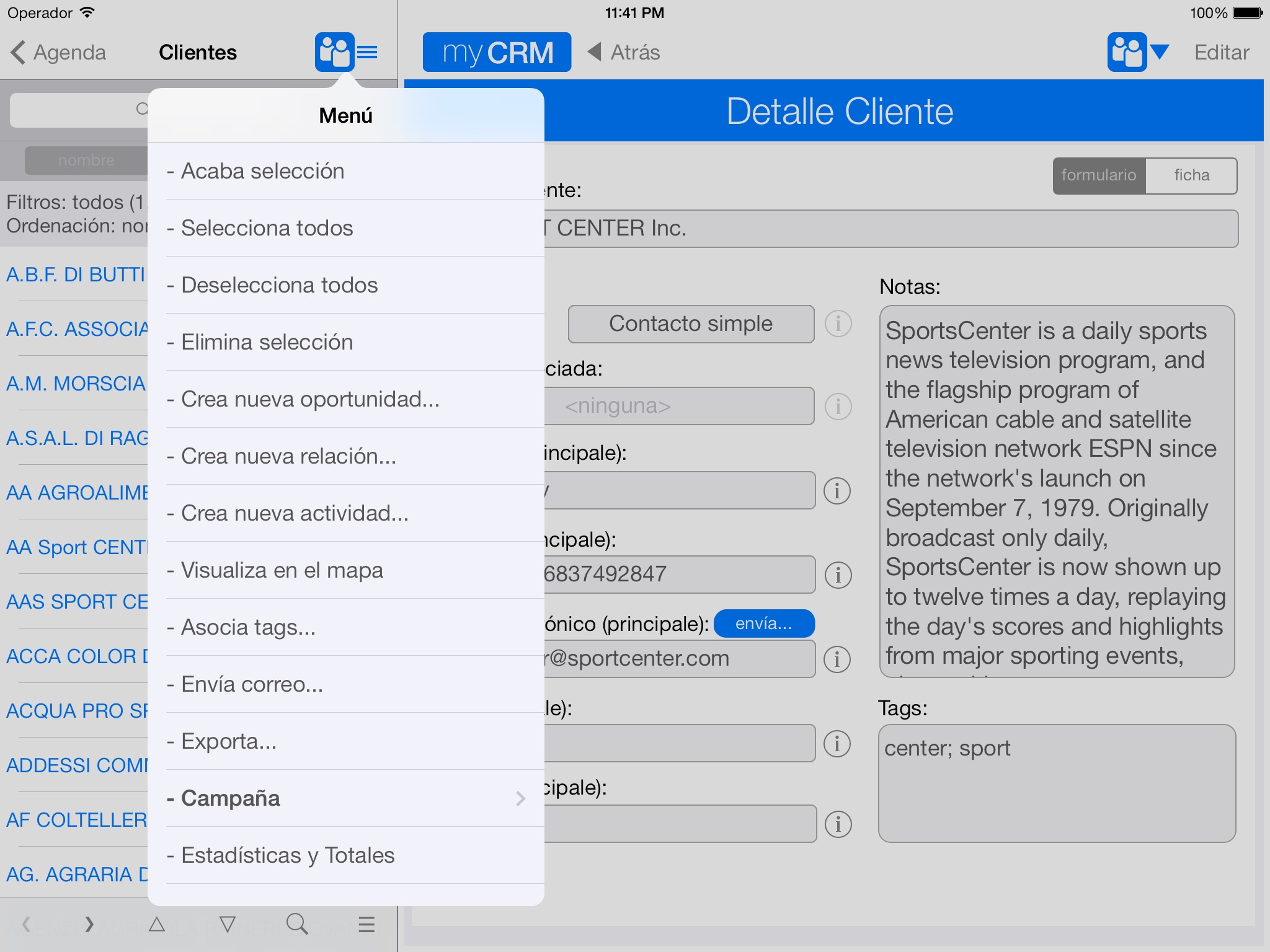 myCRM for iPad screenshot 3