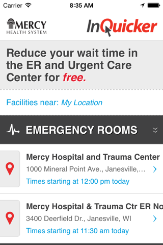 InQuicker: Mercy Health System Wisconsin screenshot 2