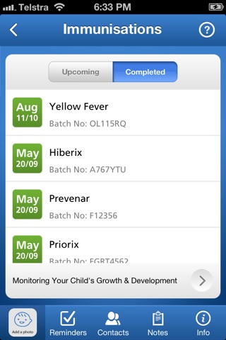 Your child's first Health Record (BlueBook) screenshot 4