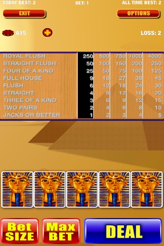 888 Fun Video Poker Pharaoh's Deluxe Casino & Cool Card Games HD Free screenshot 3