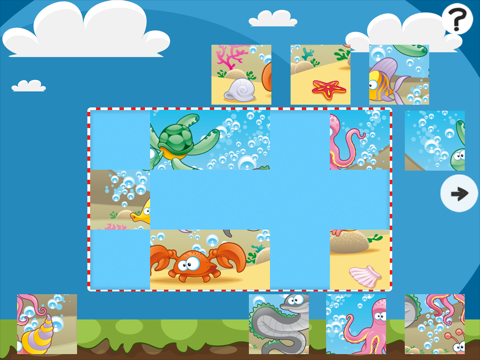 海のジグソーパズル - 子供、幼児と親のためのジグソーパズルのゲーム！ 学ぶ 魚、ウナギ、カニ、カメ、水、海、幼稚園、保育園や保育所のためのサメのおすすめ画像1