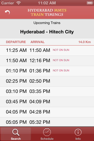 Hyderabad MMTS Suburban Train Timings screenshot 2