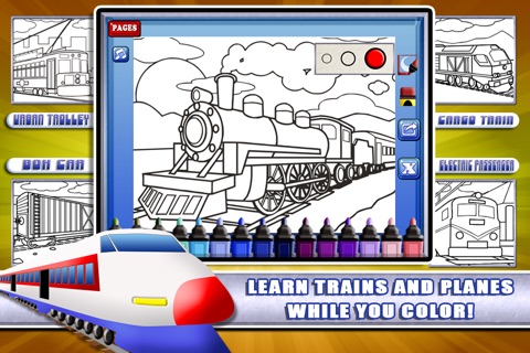 Marker Mania for Boys: My Choo Choo Trains and Jet Planes Coloring Book FREE! screenshot 2