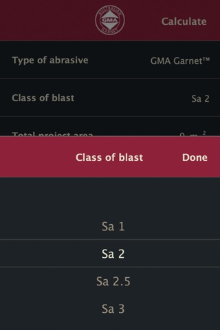 GMA Garnet Abrasive Blasting Calculator screenshot 3