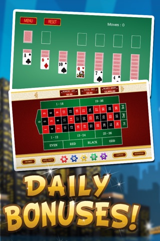Action Casino of Vegas Gold (Lucky 777 Bonanza) - Fun Slot Machine with Black-jack, Roulette, Solitaire, Bonus Prize Wheel Free screenshot 2