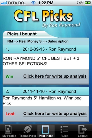 CFL Picks by Ron raymond screenshot 4