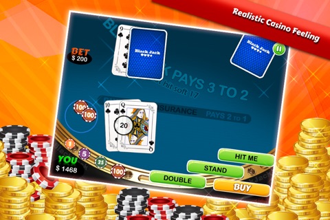 Blackjack 21 FREE - High Roller Card Game screenshot 2
