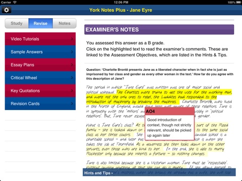 Jane Eyre York Notes AS and A2 for iPad screenshot 4