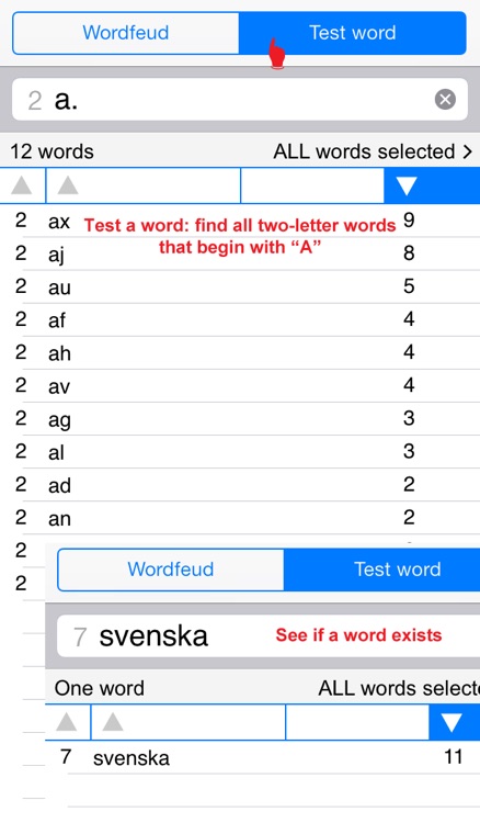 SV Words Finder Wordfeud Svenska/Swedish - find the best words for Wordfeud, crossword and cryptogram screenshot-4