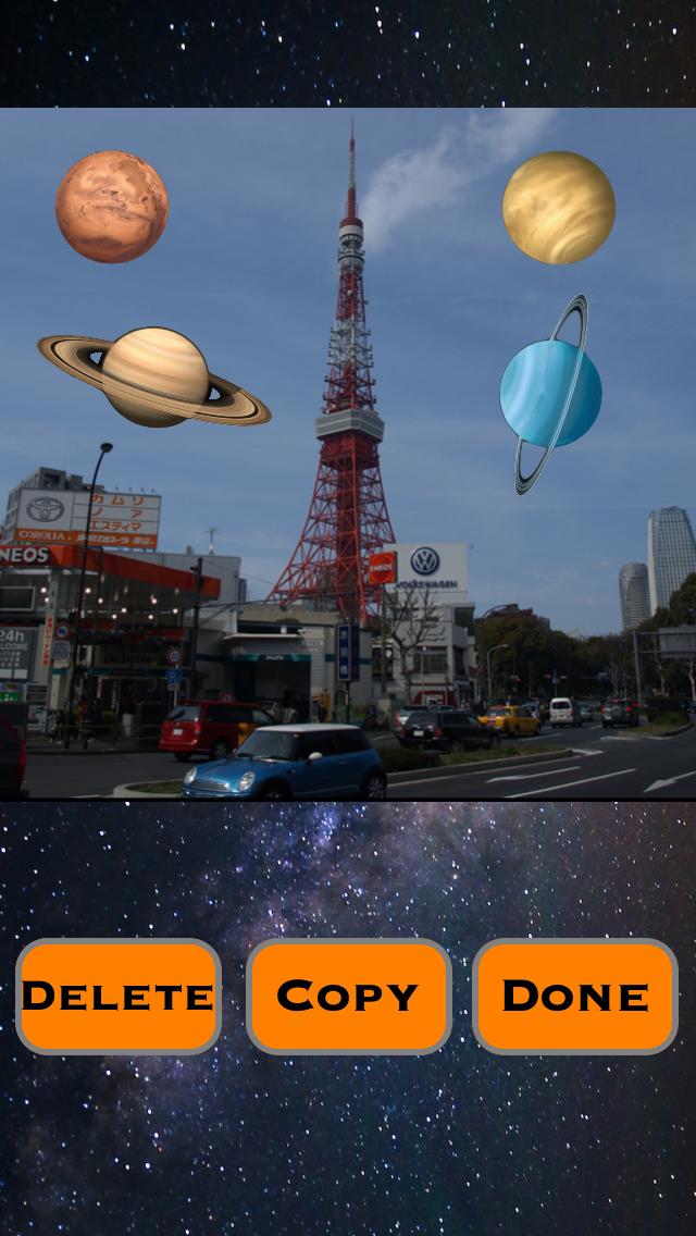 惑星カメラFree 太陽系の星々がスタンプに 金星火星木星土星などを写真に張り付け! iPhoneで天体観測のおすすめ画像5