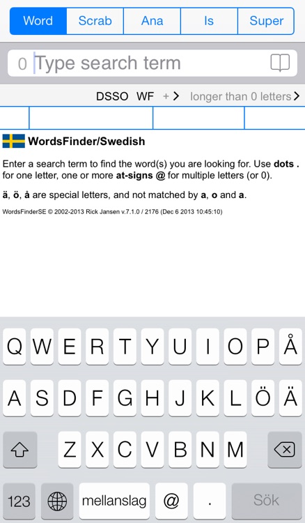 Words Finder Svenska/Swedish PRO - find the best words for crossword, Wordfeud, Scrabble, cryptogram, anagram and spelling