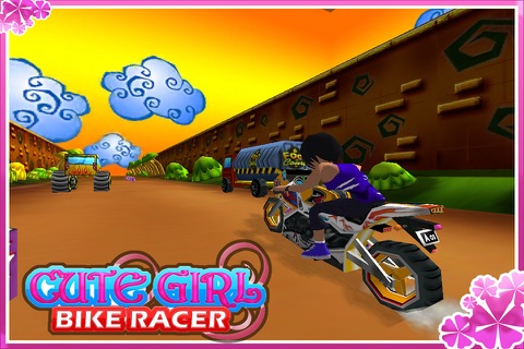 Cute Girl Bike Racer ( 3d MotorCycle Stunts, Driving & Racing Game ) screenshot 2