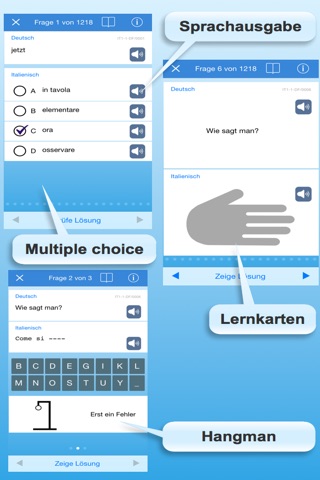 Italienisch 1 - Lernkarten in sechs Phasen Vokabeln lernen - Vokabeltrainer screenshot 2