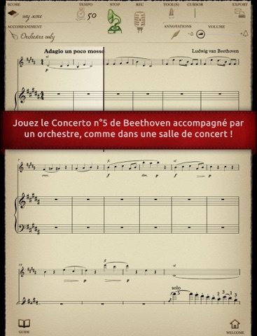 Play Beethoven – Concerto n°5, 2ème mouvement (partition interactive pour piano) screenshot 2