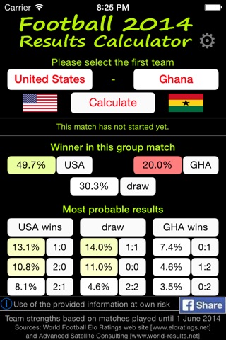 Football 2014 - First Round Calculator screenshot 2