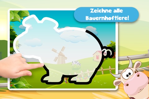Kids Puzzle Teach me Tracing & Counting with Farm Animals Cartoon learn that the cow sleeps in the barnyard, the chicken lays eggs and the piggy loves mud screenshot 2