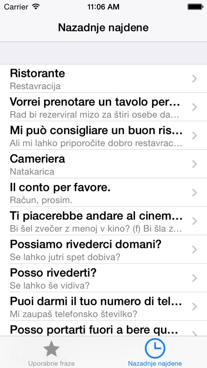 PortosDicty frasi utili italiano-sloveno con audio madrelingua /Uporabne italijansko slovenske fraze screenshot-4