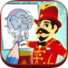 Circus Coloring book - drawings to paint kids 2 to 6 years old