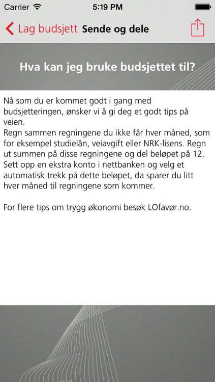 LOfavør Budsjettkalkulator screenshot-3