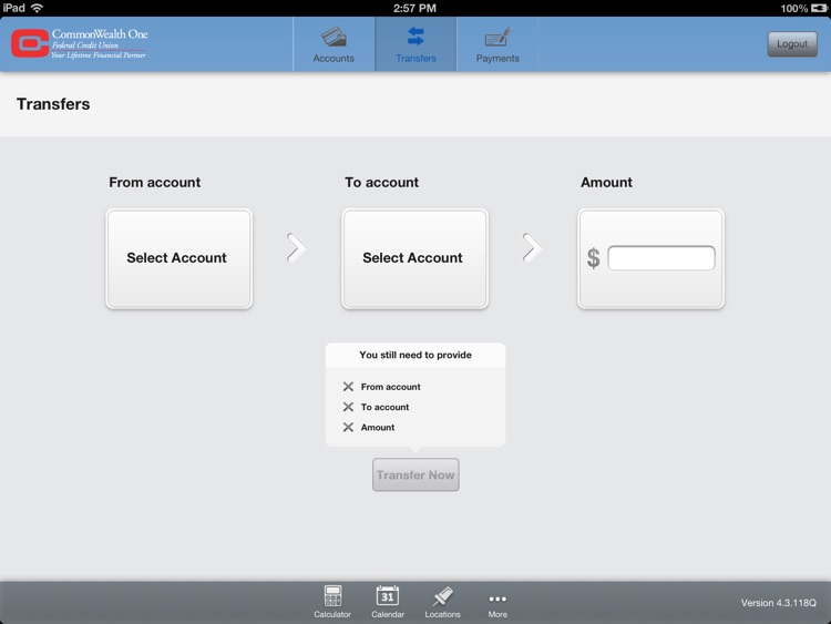 CommonWealth One Federal Credit Union for iPad screenshot-3