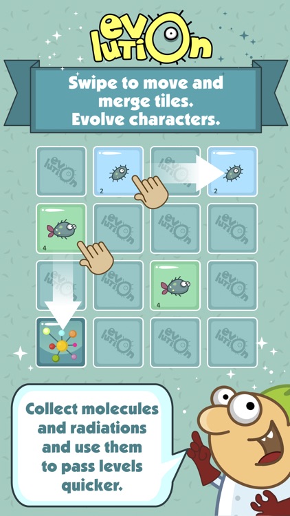 Evolution 2048 - puzzle game with comics, lean on Darwin's theory