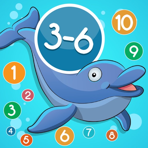 Underwater math game for children age 3-6: Learn the numbers 1-10 for kindergarten, preschool or nursery school icon