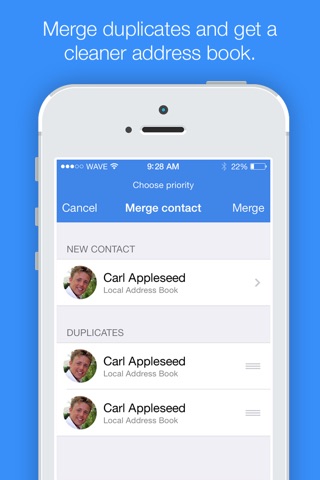 Contact Cleaner - Delete duplicates, merge contacts, sync with Facebook, and backup address book screenshot 2