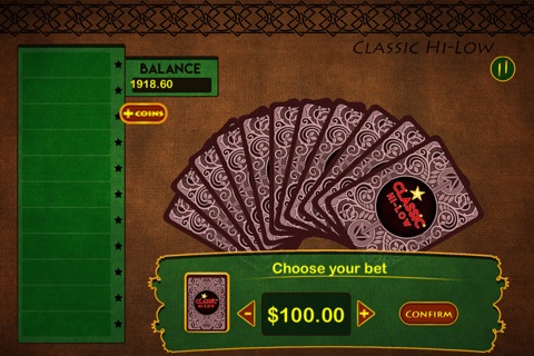 HiLo Classic Casino Card Mania - best gambling card betting game screenshot 2