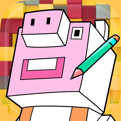 Block Cube Pig Coloring Game