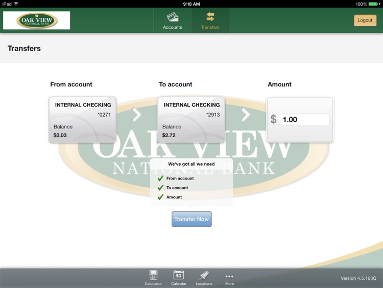 Oak View National Bank for iPad screenshot-3