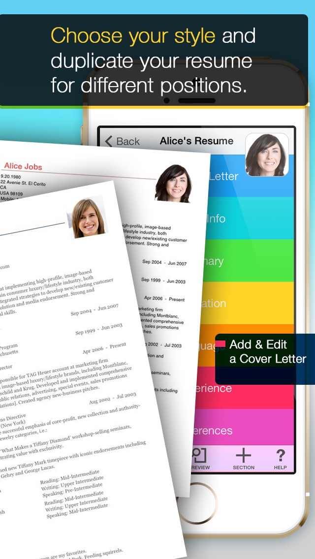 Resume Mobile Pro - design & share professional PDF resume on the go Screenshot on iOS