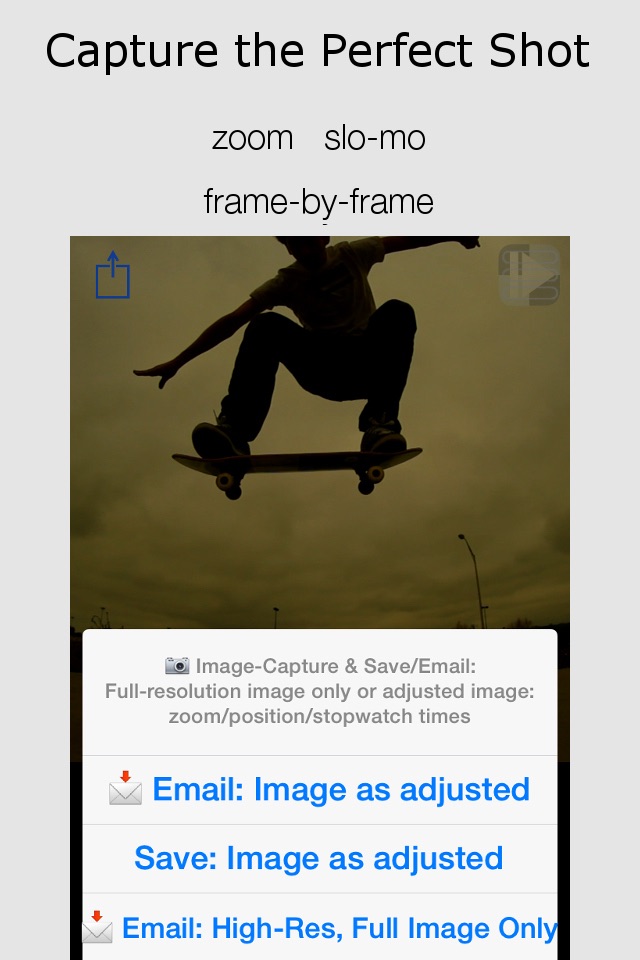Slo-mo Skate: Frame-by-Frame Image Capture & Video Analysis App screenshot 2