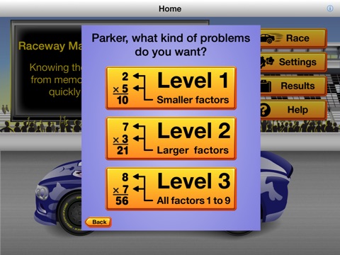 RE@L Raceway Math: Multiplication Facts screenshot 2