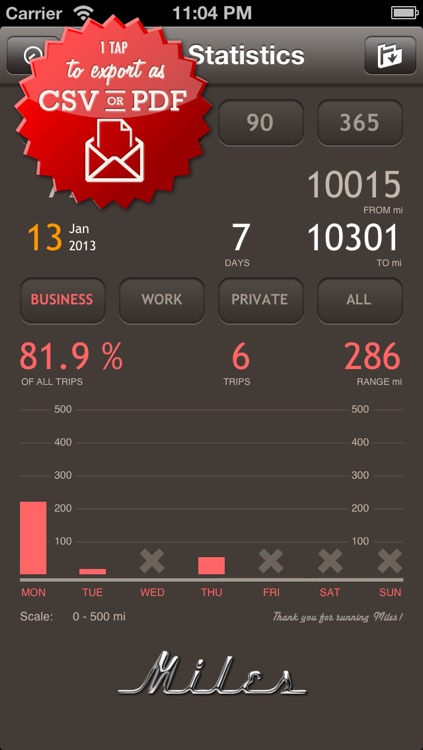 Miles - The Classic Mileage Log with CSV and PDF Export screenshot-4