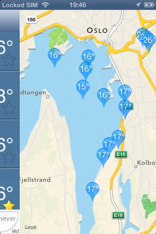 Badetemperaturer i Norge screenshot 3