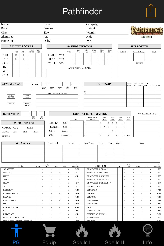 Real Sheet: Pathfinder + Dice Table screenshot 2