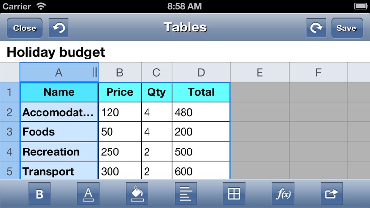 Tables: Create and Share table, spreadsheet - Compatible with Dropbox, Box