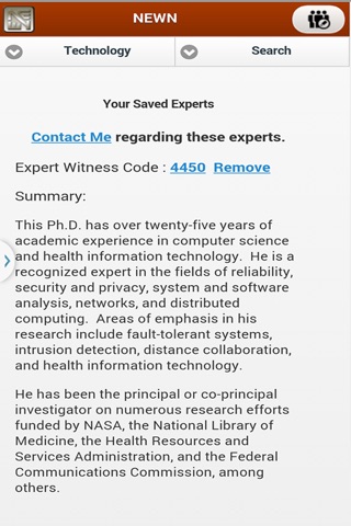NEWN Expert Witness Search screenshot 4