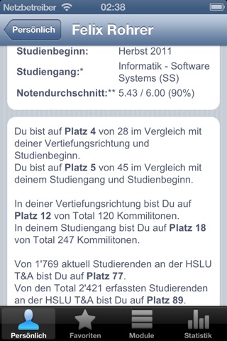 Notenstatistik screenshot 2