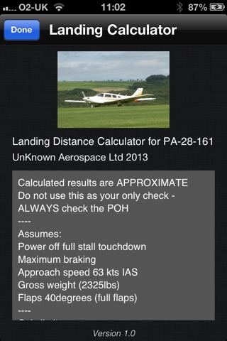 PA-28-161 Landing Distance Calculator screenshot 2