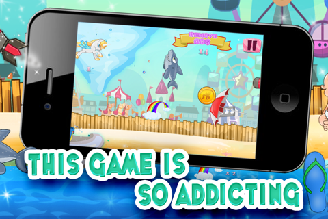 Little Magic Unicorn Dash: My Pretty Pony Princess vs Shark Tornado Attack Game - FREE for all! screenshot 3