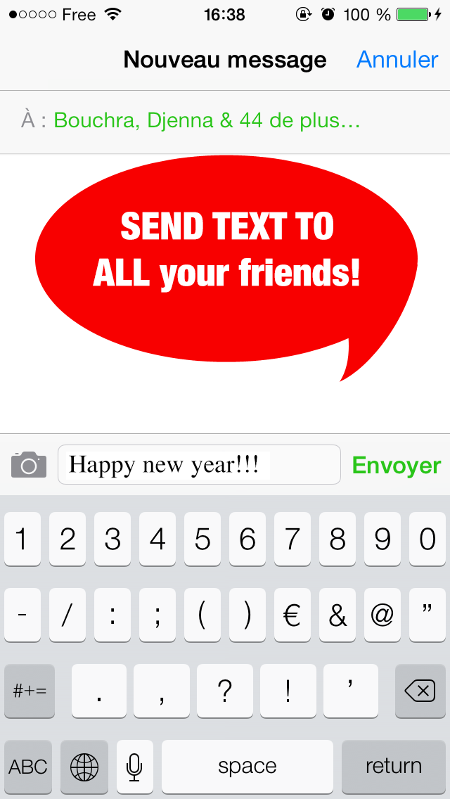 Mass SMS : send message text to all your friends Screenshot 1
