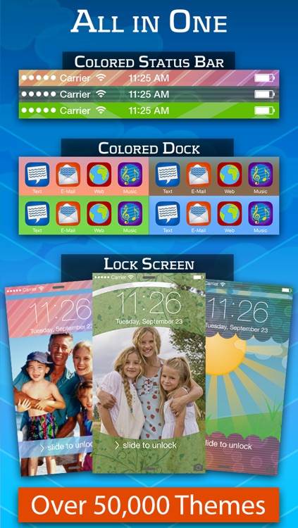 Theme Foundry FREE – EZ Lock Screen, Slide to Unlock, Color Dock, Dots & Status Bar Background Wallpaper Themes to use your own Photos!