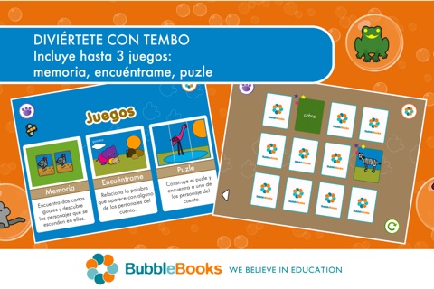 Tembo y los otros. Cuento educativo para niños. Juegos de Memoria y Puzzle. Aprende idiomas con Tembo, una genial app educativa screenshot 3