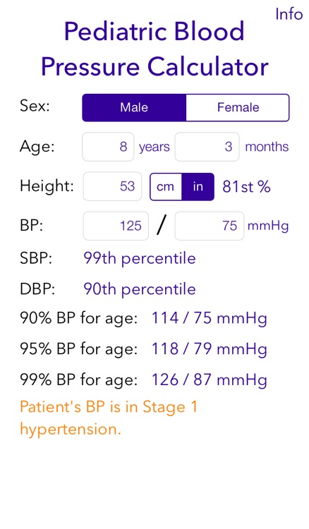 Pediatric BP Calculator