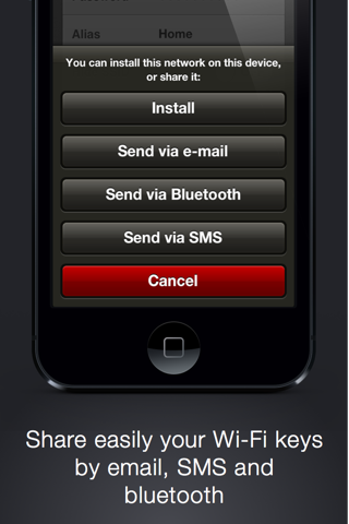 Cloud Wifi : save, sync with iCloud and share wifi keys by email, iMessage and bluetooth screenshot 2