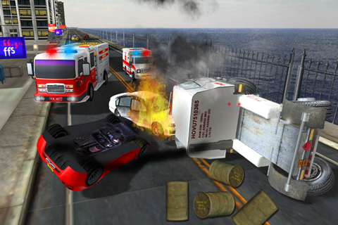 Fire truck emergency rescue 3D simulator free 2016 screenshot 2