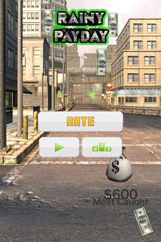 Rainy PayDay - Play a Free Money Game Where You Must Be Quick to Get Filthy Rich! Slide Your Magical Money Bag and Grab the Most 100 Dollar Bills Fast Before They Make It Into the Street! screenshot 4