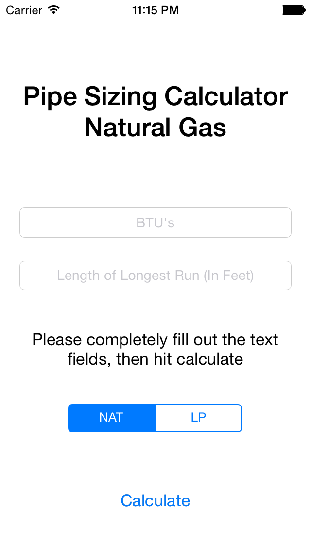 How to cancel & delete Gas Pipe Sizing Calculator from iphone & ipad 1